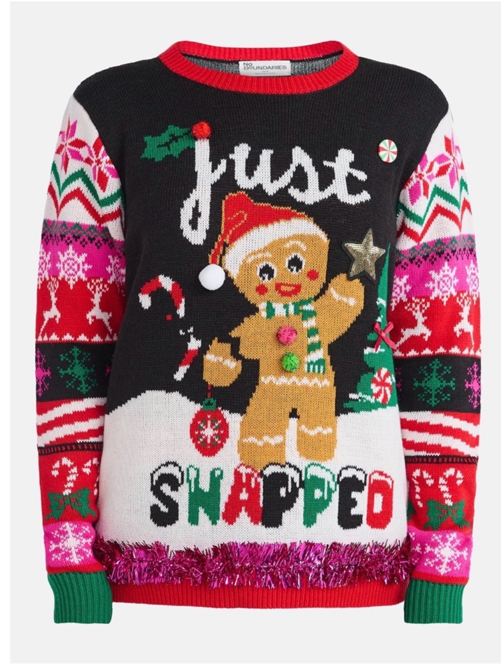 Gingerbread Just Snapped black Ugly Christmas sweater| Embellished|crewneck